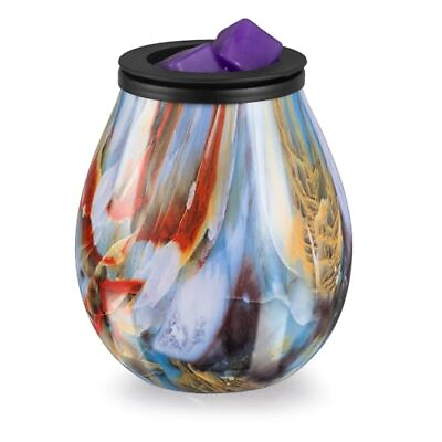 #ad Glass Wax Melt Warmer with 7 Colors Led Changing Light Electric Wax Burner $18.99