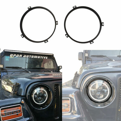 #ad Pair 7quot; LED Headlight Mounting Bracket Trim Ring for 1997 2006 Jeep Wrangler TJ $17.09