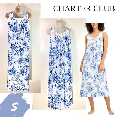 #ad NWT Charter Club S Charter Club Lace Trim Floral Knit Floral 100096562 $55 $14.10