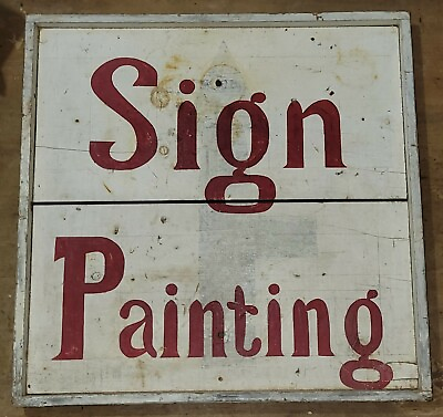 #ad Antique Painted Folky Wooden quot;Sign Paintingquot; over 1920#x27;s Road Sign C $650.00