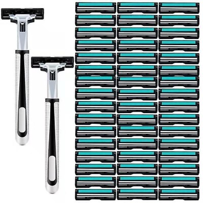 #ad 54 Twin Stainless Steel Blades Shaving Disposable Razors with 2 Handles for Men $19.99