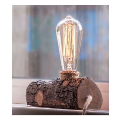 #ad Edison Lamp Wooden Lamp Night Lamp Room Lamp Decorative Billet Desk Log Ru $75.99