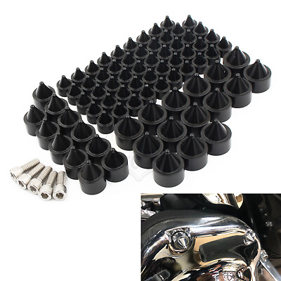 #ad 75X Black Motor Engine Bolt Caps Cover Kit For Harley Touring Electra Road Glide $71.85