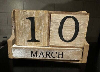 #ad Wooden Perpetual Block Calendar for Desk Wood Month Date Display Blocks for Tea $10.00