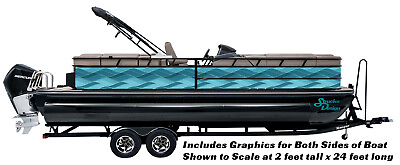 #ad Turquoise Blue Waves Texture Vinyl Decal Graphic Wrap Pontoon Fishing Bass Boat $282.45