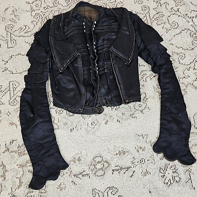 #ad Antique Victorian 1890s Gothic Silk Black Layerd Blouse Top Shirt Dress Bodice $66.00