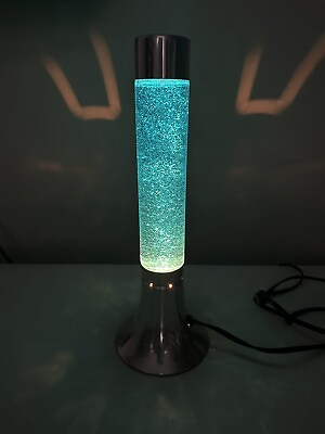 #ad Crown Court Vintage Motion Lamp Blue Silver Glitter 15quot; Tall $89.99