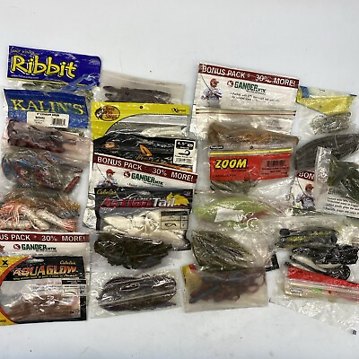 #ad 28 Pack Bass Fishing Plastics Lot Many Brands amp; Sizes Fishing Lures FAST SHIP $49.99