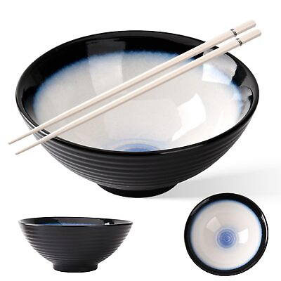 #ad Japanese Ramen Bowl with Chopsticks Set Soup Bowl Noodle Bowl Ceramic Bowl b... $29.03