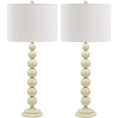#ad SAFAVIEH Lamp Sets 31.5quot;H Stacked Ball W Shade Globe Set of 2 Rotary White $157.74