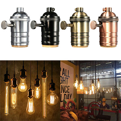 #ad E27 Vintage Retro Edison Screw Bulb Socket Lamp Holder Light W Switch Home $8.35