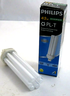 #ad PHILIPS PL T 42 Watt CFL Lamp Quad Tube 4 Pin Base GX24q 4 841 A 4P ALTO $5.00