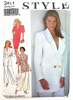 #ad 90’s Style Pattern 2411 Women’s Jacket Skirt Wide Leg Pants Sz 8 18 UNCUT $9.99