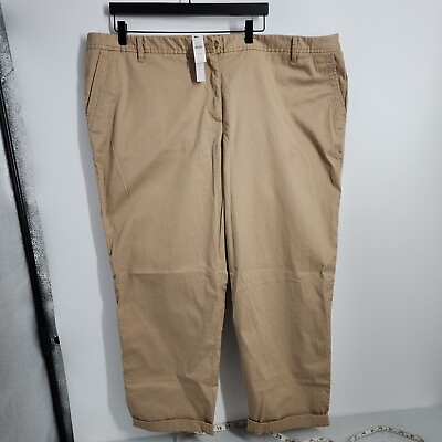 #ad NEW Talbots Size 22W Relaxed chino Pants Tan Womens Supersoft Plus Casual Flat $37.05