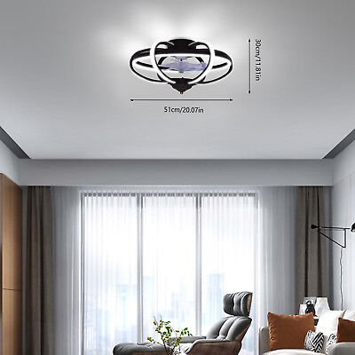 #ad Modern Cage Ceiling Fan Light LED Dimmable Chandelier Lamp with Remote Control $58.89