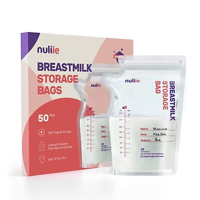 #ad Nuliie 50 Pcs Breastmilk Storage Bags 8 OZ Breast Milk Storing Bags BPA Fre... $14.84