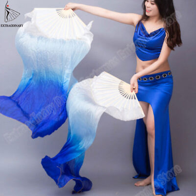 #ad Dancing Fans Belly Dance Silk Fan Performance Fan Belly Dance Veil Fans 1 Pair $68.40