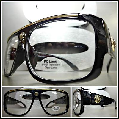 #ad Mens CLASSIC VINTAGE RETRO Style Clear Lens EYE GLASSES Black Gold Fashion Frame $13.99