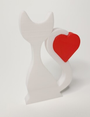 #ad 3D Printed Cat Loves You In White Color $23.99