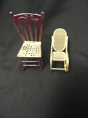 #ad Dollhouse Miniature Metal Chair Lot Kitchen Dining Room Rocking Porch 3quot; amp; 3.5quot; $4.12