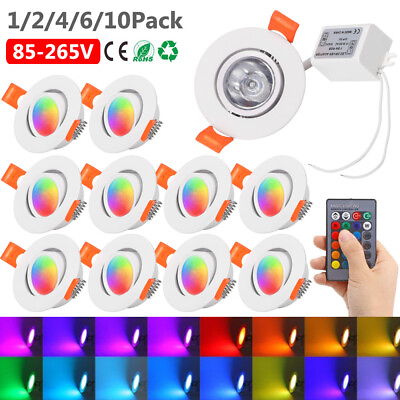 #ad RGB Color Changing LED Downlight Round Recessed Ceiling Light Remote Control $13.69