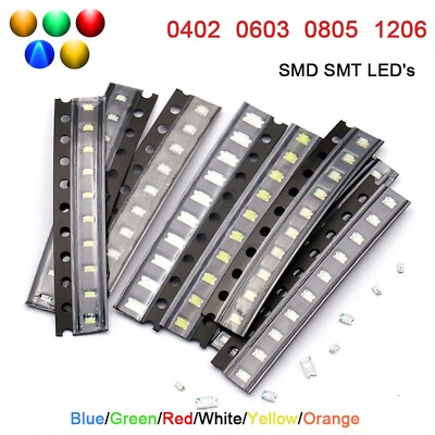 #ad SMD SMT LED#x27;s Type 0402 0603 0805 1206 Blue Green Red White Yellow Orange $1.97