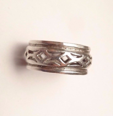 #ad VINTAGE BEAUTIFUL GEOMETRIC TRIBAL CUFF BAND STERLING SILVER 925 SIZE 7 7.25 $15.28