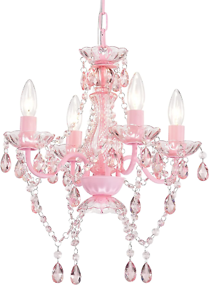 #ad Mini Chandelier with Acrylic Crystals Pink Chandelier 4 Light Modern Chandelier $85.11