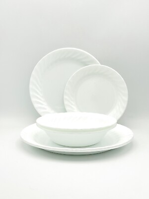 #ad Corelle Enhancements White Swirl Set Of 6 Dinner Salad Luncheon Plates Bowls EXC $42.99