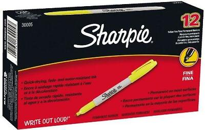 #ad Sharpie Fine Point Permanent Markers 12 Yellow Markers 30005 $16.79