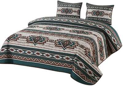 #ad Colorful Geometrically Designed 3 Piece King Size Quilt Bedding Set $67.96
