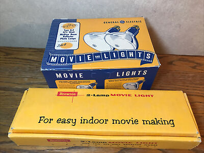 #ad Kodak Brownie 2 Lamp Movie Light w 2 General Electric 375 Bulbs Boxes Excellent $54.99