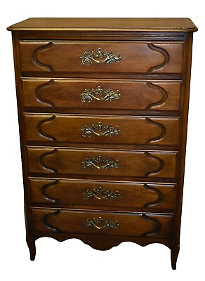 #ad #ad Vintage Made for B.Altman Six Drawer Cherry Wood French Provincial Tall Chest $638.40