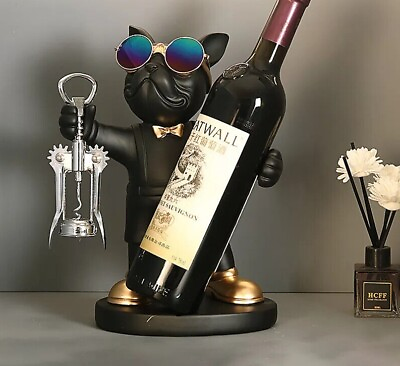 #ad French Bulldog Wine Rack Decoration Wine Holder Dog Butler Bottle Seat $49.00