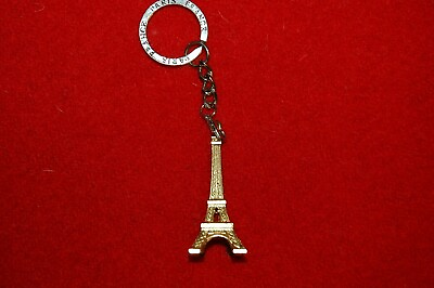 #ad Vtg EIFFEL TOWER Paris France KEYRING KEYCHAIN Souvenir Gold Metal 2quot; mini $4.50