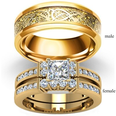 #ad New Anillos Sortijas Argolla de Compromiso Matrimonio Oro Boda Para Hombre Mujer $8.55