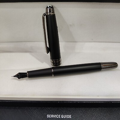 #ad Luxury 163 Metal Series Matte BlackBlack Clip 0.7mm nib Fountain Pen NO BOX $24.22