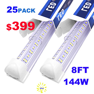 #ad 25 Pack 8FT Led Tube Light Bulbs 144W 8Foot Linkable Led Shop Light Fixtures led $399.00