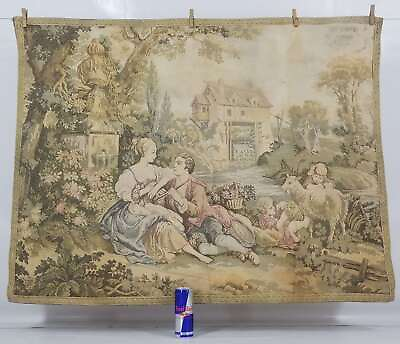 #ad Vintage French Romantic Scene Wall Hanging Tapestry 115x89cm GBP 175.00