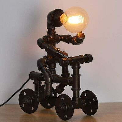 #ad Retro Industrial Table Lamp Water Pipe Desk Lamp Metal Steam Punk Robot Light US $47.00
