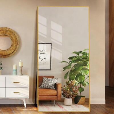 #ad GOGEXX Standing Mirror 28quot; W x 71quot; H Oversized Full Length Rectangle Alloy Gold $385.66