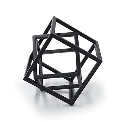 #ad Small Geometric Sculpture Metal Cube Decorative Ornaments Modern Home Decor Acce $34.99