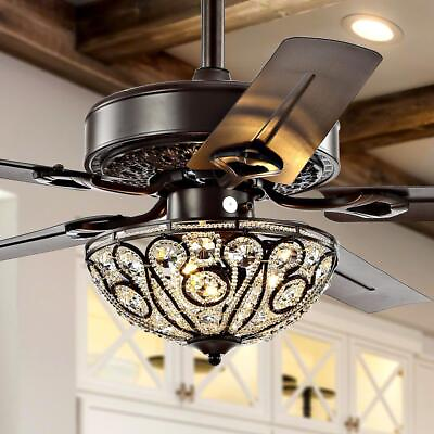 #ad JONATHAN Y Ceiling Fan W Light Remote 48quot; 3 Light LED Iron Oil Rubbed Bronze $336.30