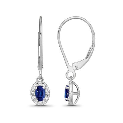 #ad Sterling Silver Natural Diamond amp; Blue Sapphire Drop Dangle Earrings for Women $239.99