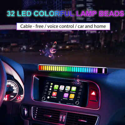 #ad Car Led Sound Control Romantic Light Strip USB RGB Rhythm Vehicle Lamp Music $10.57