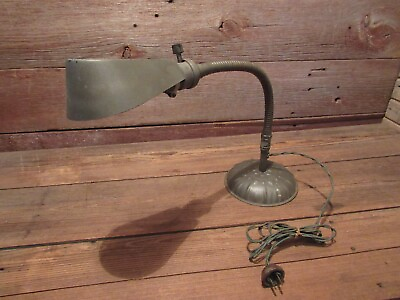 #ad Vintage Mid Century Cast Metal Desk Lamp Adjustable Gooseneck Art Deco Works $89.99