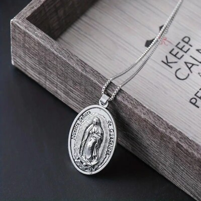 #ad 925 Sterling Silver Catholic Saint Virgin Mary Fashion Jewelry Pendant Necklace $15.74