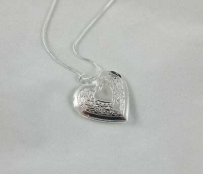 #ad Silver Plated Heart Necklace Locket Photo Picture Pendant 18quot; N1 Lab Created $3.87