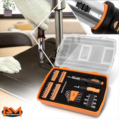#ad 51 Pcs Household Hand Toolbox Magnetic Screwdriver Bit kitOrganizer Case Orange $18.99