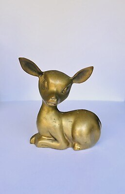 #ad Vintage Brass Baby Deer Fawn Bambi 6 3 4 $23.99